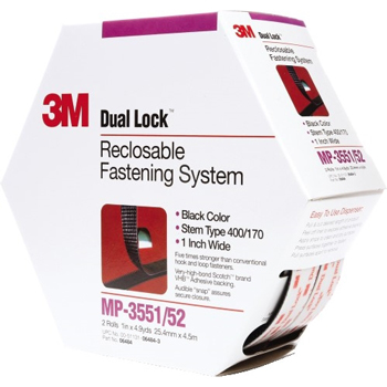 3M Dual Lock™ Fasteners, Mini Packs, 1&quot; x 4.9 yds., Black, 5/CS