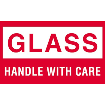 W.B. Mason Co. Labels, Glass- Handle With Care, 3 in x 5 in, Red/White, 500/Roll