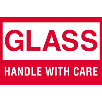W.B. Mason Co. Labels, Glass- Handle With Care, 2 in x 3 in, Red/White, 500/Roll