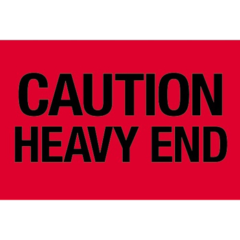 W.B. Mason Co. Labels, Caution Heavy End, 2 in x 3 in, Fluorescent Red, 500/Roll