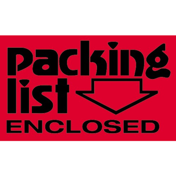 W.B. Mason Co. Labels, Packing List Enclosed, 3 in x 5 in, Fluorescent Red, 500/Roll