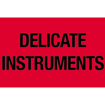 W.B. Mason Co. Labels, Delicate Instruments, 2 in x 3 in, Fluorescent Red, 500/Roll