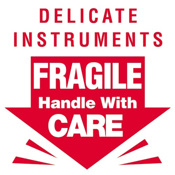 W.B. Mason Co. Delicate Instruments Labels, Delicate Instruments- Fragile- Handle With Care, 3 in x 3 in, Red/White, 500/Roll