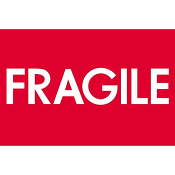 W.B. Mason Co. Labels, Fragile High Gloss, 2 in x 3 in, Red/White, 500/Roll