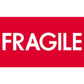 W.B. Mason Co. Labels, Fragile High Gloss, 3 in x 5 in, Red/White, 500/Roll