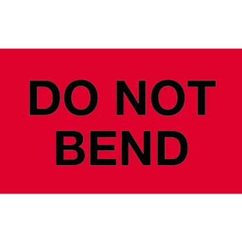 W.B. Mason Co. Labels, Do Not Bend, 3 in x 5 in, Fluorescent Red, 500/Roll