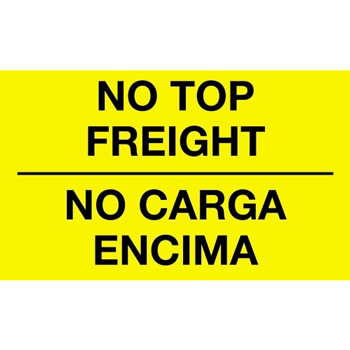 W.B. Mason Co. Bilingual Labels, No Top Freight / No Carga Encima, 3 in x 5 in, Fluorescent Yellow, 500/Roll