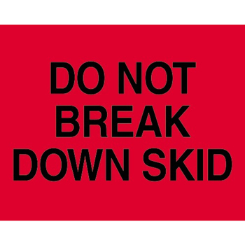 W.B. Mason Co. Labels, Do Not Break Down Skid, 8 in x 10 in, Fluorescent Red, 250/Roll