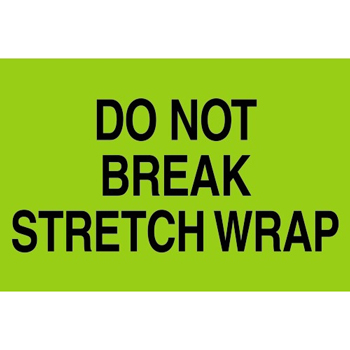 W.B. Mason Co. Labels, Do Not Break Stretch Wrap, 2 in x 3 in, Fluorescent Green, 500/Roll