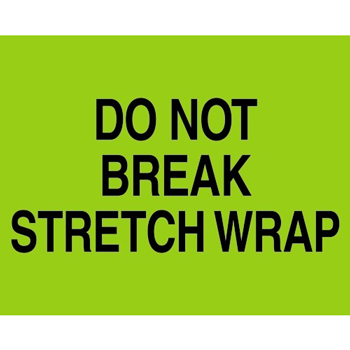 W.B. Mason Co. Labels, Do Not Break Stretch Wrap, 8 in x 10 in, Fluorescent Green, 250/Roll