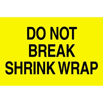 W.B. Mason Co. Labels, Do Not Break Shrink Wrap, 2 in x 3 in, Fluorescent Yellow, 500/Roll