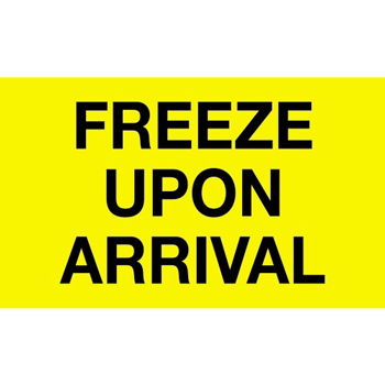 W.B. Mason Co. Climate Labels, Freeze Upon Arrival, 3 in x 5 in, Fluorescent Yellow, 500/Roll