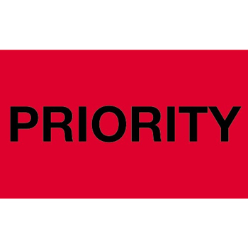 W.B. Mason Co. Labels, Priority, 3 in x 5 in, Fluorescent Red, 500/Roll