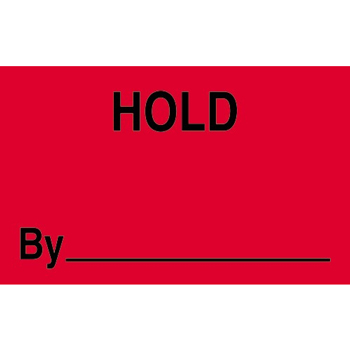 W.B. Mason Co. Labels, Hold By __, 1-1/4 in x 2 in, Fluorescent Red, 500/Roll