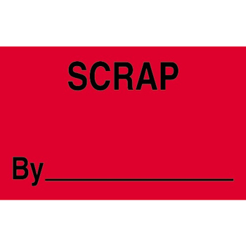 W.B. Mason Co. Labels, Scrap By __, 1-1/4 in x 2 in, Fluorescent Red, 500/Roll