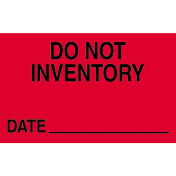 W.B. Mason Co. Labels, Do Not Inventory- Date, 1-1/4 in x 2 in, Fluorescent Red, 500/Roll