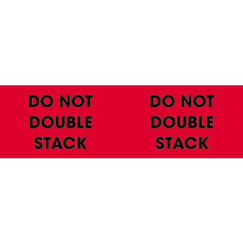 W.B. Mason Co. Labels, Do Not Double Stack, 3 in x 10 in, Fluorescent Red, 500/Roll