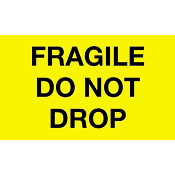 W.B. Mason Co. Labels, Fragile- Do Not Drop, 3 in x 5 in, Fluorescent Yellow, 500/Roll