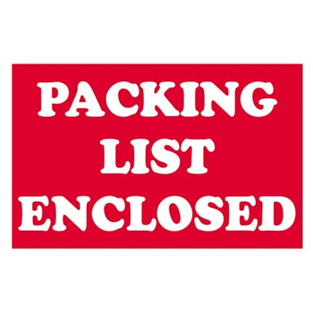 W.B. Mason Co. Labels, Packing List Enclosed, 2 in x 3 in, Red/White, 500/Roll