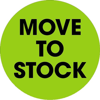W.B. Mason Co. Lables, Move To Stock, 2 in Diameter Circle, Fluorescent Green, 500/Roll