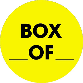 W.B. Mason Co. Lables, Box ___ Of ___, 2 in Diameter Circle, Fluorescent Yellow, 500/Roll