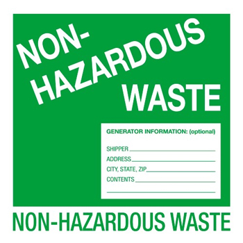 W.B. Mason Co. Labels, Non-Hazardous Waste, 6 in x 6 in, Green/White, 500/Roll