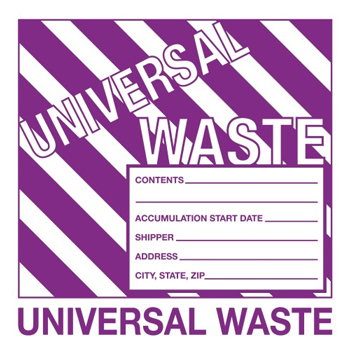 W.B. Mason Co. Labels, Universal Waste, 6 in x 6 in, Purple/White, 500/Roll