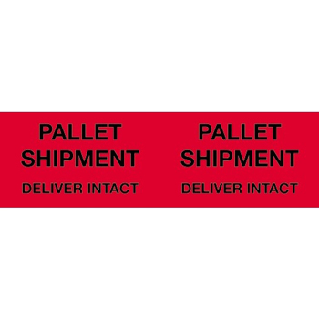 W.B. Mason Co. Labels, Pallet Shipment- Deliver Intact, 3 in x 10 in, Fluorescent Red, 500/Roll