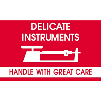W.B. Mason Co. Delicate Instruments Labels, Delicate Instruments- Handle With Great Care, 3 in x 5 in, Red/White, 500/Roll