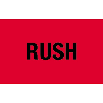 W.B. Mason Co. Labels, Rush, 1-1/4 in x 2 in, Fluorescent Red, 500/Roll