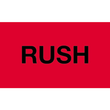 W.B. Mason Co. Labels, Rush, 3 in x 5 in, Fluorescent Red, 500/Roll