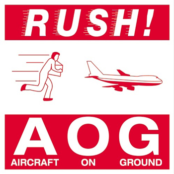 W.B. Mason Co. Air Specialty Labels, Rush AOG- Aircraft On Ground, 4 in x 4 in, Red/White, 500/Roll