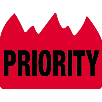 W.B. Mason Co. Bill of Lading Labels, Priority Flame , 1-1/2 in x 2 in, Red/Black, 500/Roll
