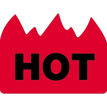 W.B. Mason Co. Bill of Lading Labels, Hot Flame, 1-1/2 in x 2 in, Red/Black, 500/Roll