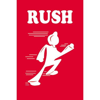 W.B. Mason Co. Rush Labels, Rush, 4 in x 6 in, Red/White, 500/Roll