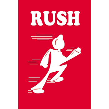 W.B. Mason Co. Rush Labels, Rush, 2 in x 3 in, Red/White, 500/Roll