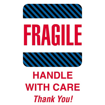 W.B. Mason Co. Labels, Fragile- Handle With Care- Thank You, 4 in x 6 in, Multiple, 500/Roll
