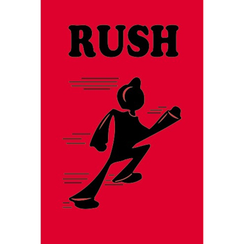 W.B. Mason Co. Rush Labels, Rush, 2 in x 3 in, Red/Black, 500/Roll