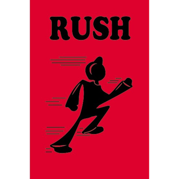 W.B. Mason Co. Rush Labels, Rush, 4 in x 6 in, Red/Black, 500/Roll