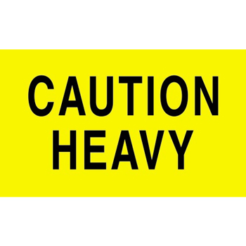 W.B. Mason Co. Labels, Caution- Heavy, 3 in x 5 in, Fluorescent Yellow, 500/Roll