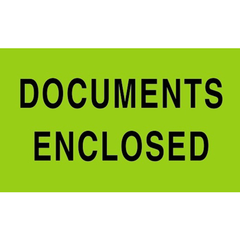 W.B. Mason Co. Labels, Documents Enclosed, 3 in x 5 in, Fluorescent Green, 500/Roll