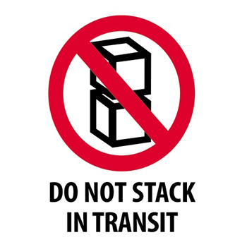 W.B. Mason Co. International Labels, Do Not Stack In Transit, 3 in x 4 in, Red/White/Black, 500/Roll