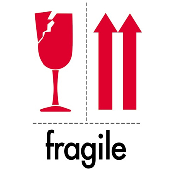 W.B. Mason Co. International Labels, Fragile, 4 in x 6 in, Red/White/Black, 500/Roll