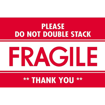 W.B. Mason Co. Labels, Fragile- Please Do Not Double Stack- Thank You, 2 in x 3 in, Red/White, 500/Roll