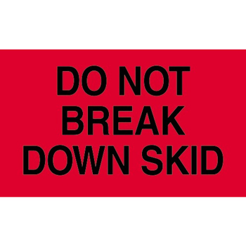 W.B. Mason Co. Labels, Do Not Break Down Skid, 3 in x 5 in, Fluorescent Red, 500/Roll
