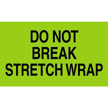 W.B. Mason Co. Labels, Do Not Break Stretch Wrap, 3 in x 5 in, Fluorescent Green, 500/Roll