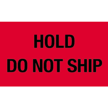 W.B. Mason Co. Labels, Hold- Do Not Ship, 3 in x 5 in, Fluorescent Red, 500/Roll