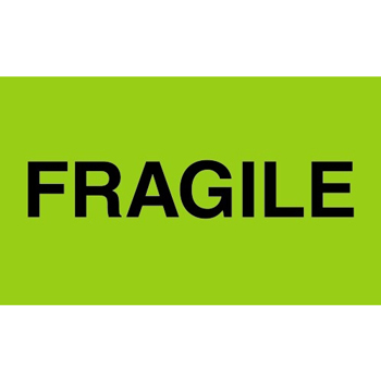 W.B. Mason Co. Labels, Fragile, 3 in x 5 in, Fluorescent Green, 500/Roll