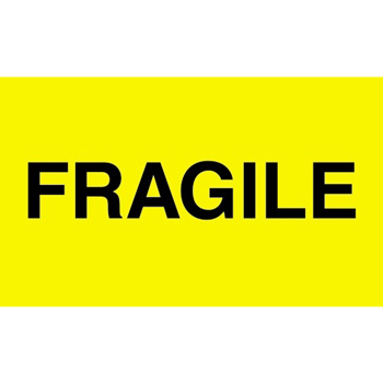 W.B. Mason Co. Labels, Fragile in, Fluorescent Yellow, 3 in x 5 in, 500/Roll