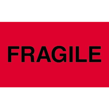 W.B. Mason Co. Labels, Fragile in, Fluorescent Red, 3 in x 5 in, 500/Roll